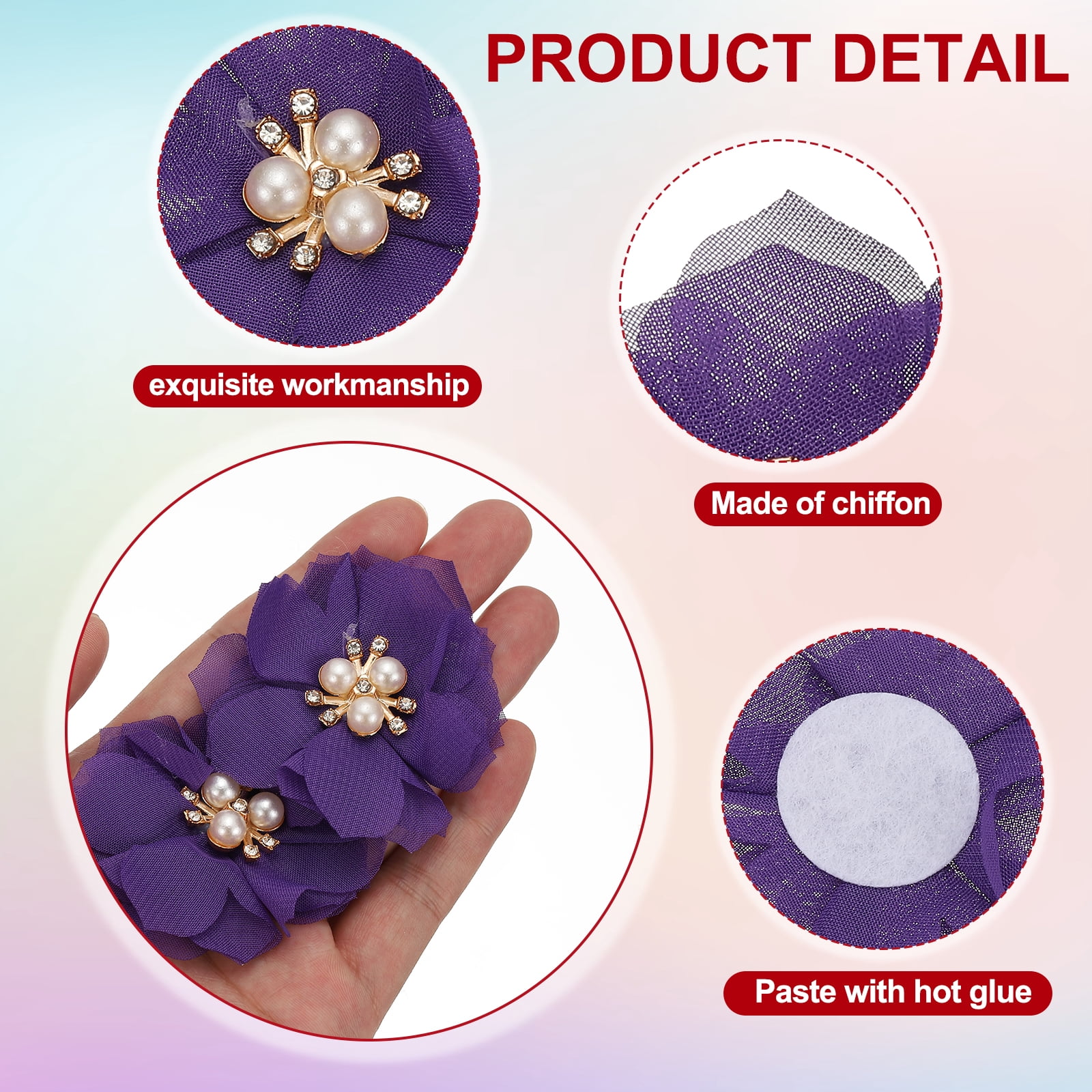 Unique Bargains Chiffon Flower Appliques for DIY Craft Clothing Wedding Deep Purple