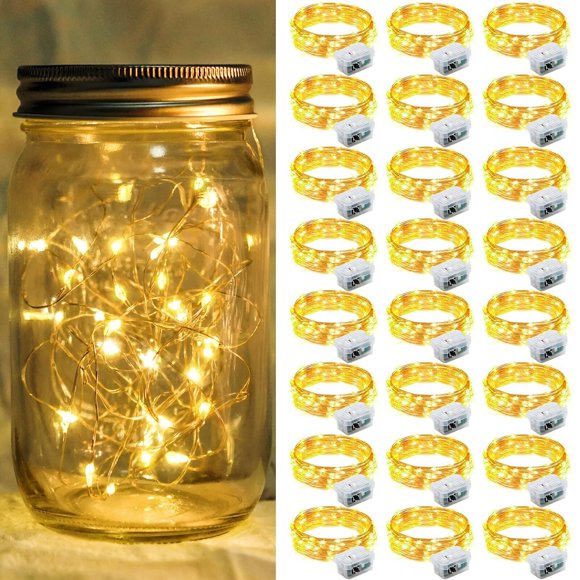Fairy Lights Battery Operated, Speed Modes Ft LED String Lights Waterproof Twinkle Firefly Lights String Lights Mason Jar for Christmas Wedding Party Decorations