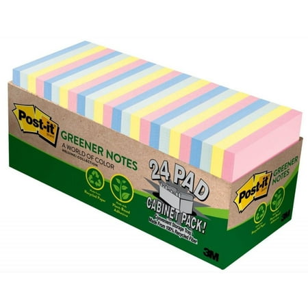 - Greener Sticky Notes Cabinet Pack, 3in. x 3in., Helsinki Collection, 24 Pads