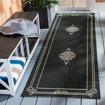 Safavieh Courtyard Andy Medallion Indoor/Outdoor Runner Rug, Black/Creme, 2'3" x 8'