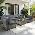 thumbnail image 5 of AstrPthylx 7-Piece Patio Sectional Set with Coffee Table, All-Weather Outdoor PE Rattan L-Shaped Sofa & Cushions for Garden, Backyard (Dark Gray), 5 of 6