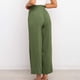 thumbnail image 2 of Pantalones de lino para mujer, pantalones de pierna ancha con cordón, talle alto, informales, holgados, para verano OD Green M, 2 of 3