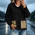 thumbnail image 2 of vdgthytj Rain Jacket Women Long Sleeve Full Zip Color Block Hooded Waterproof Fall Outdoor Outerwear with Pockets(XX-Large,Khaki), 2 of 7