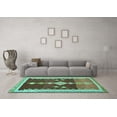 thumbnail image 3 of Ahgly Company Indoor Square Abstract Turquoise Blue Contemporary Area Rugs, 3' Square, 3 of 4
