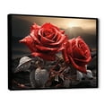 thumbnail image 2 of Designart "Red Black Roses landscape With Sunset" Floral Floater Framed Canvas Art Print, 2 of 7