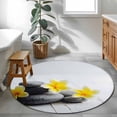 thumbnail image 3 of Yellow Egg Flowers Round Area Rug 3Ft Washable Small Circle Rugs for Kitchen Entryway, Plumeria Floral Stone Country Non-Slip Carpet Floor Mats Indoor Outdoor Carpet Runner Aesthetic Home Decor, 3 of 8
