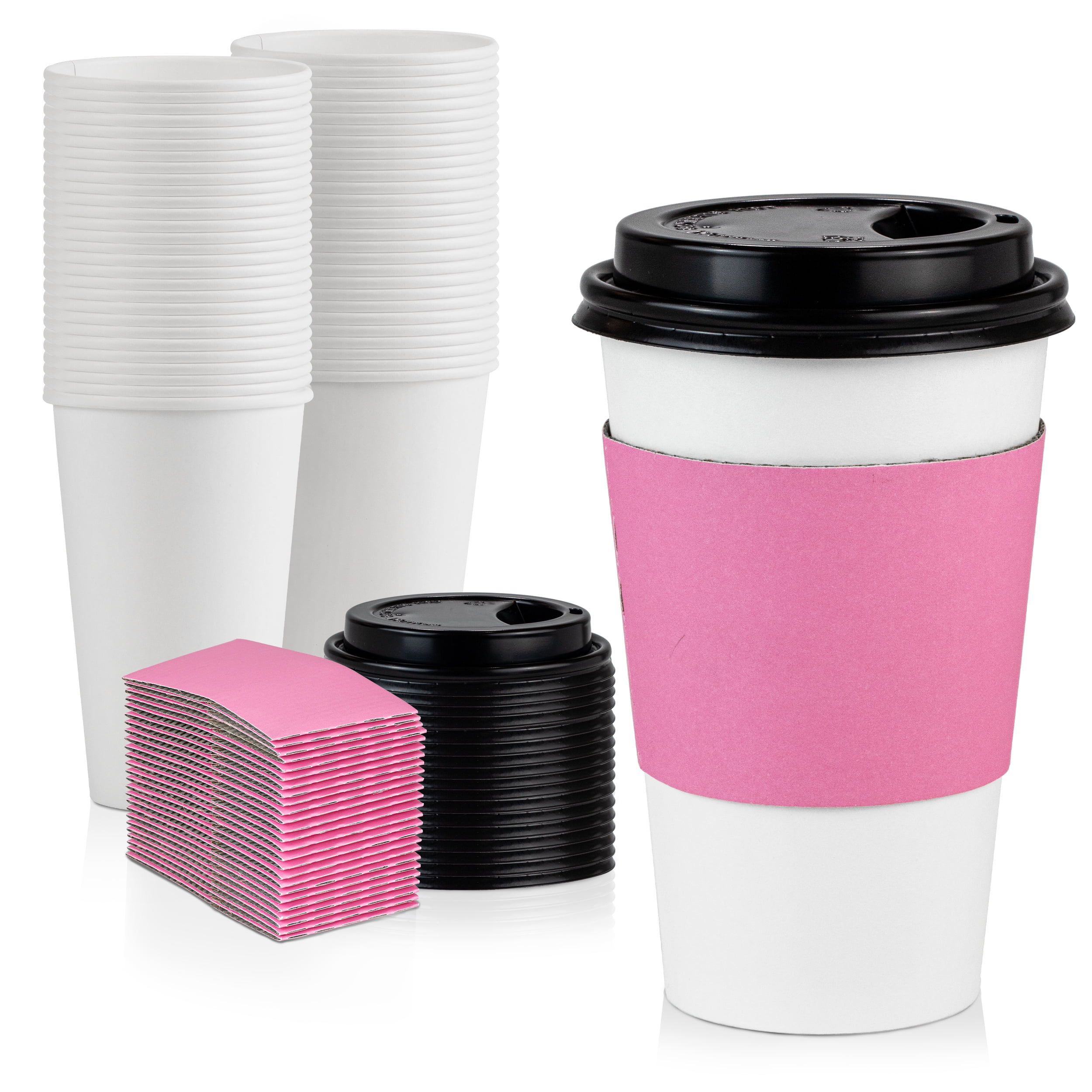 112 oz Disposable Coffee Cups with Dome Lids and Sleeves BONUS 500 Sets 