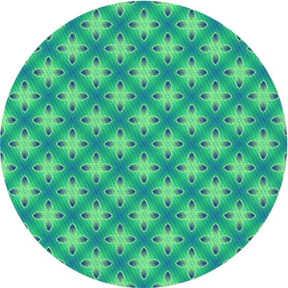 Ahgly Company Indoor Round Patterned SpringGreen Area Rugs, 8' Round