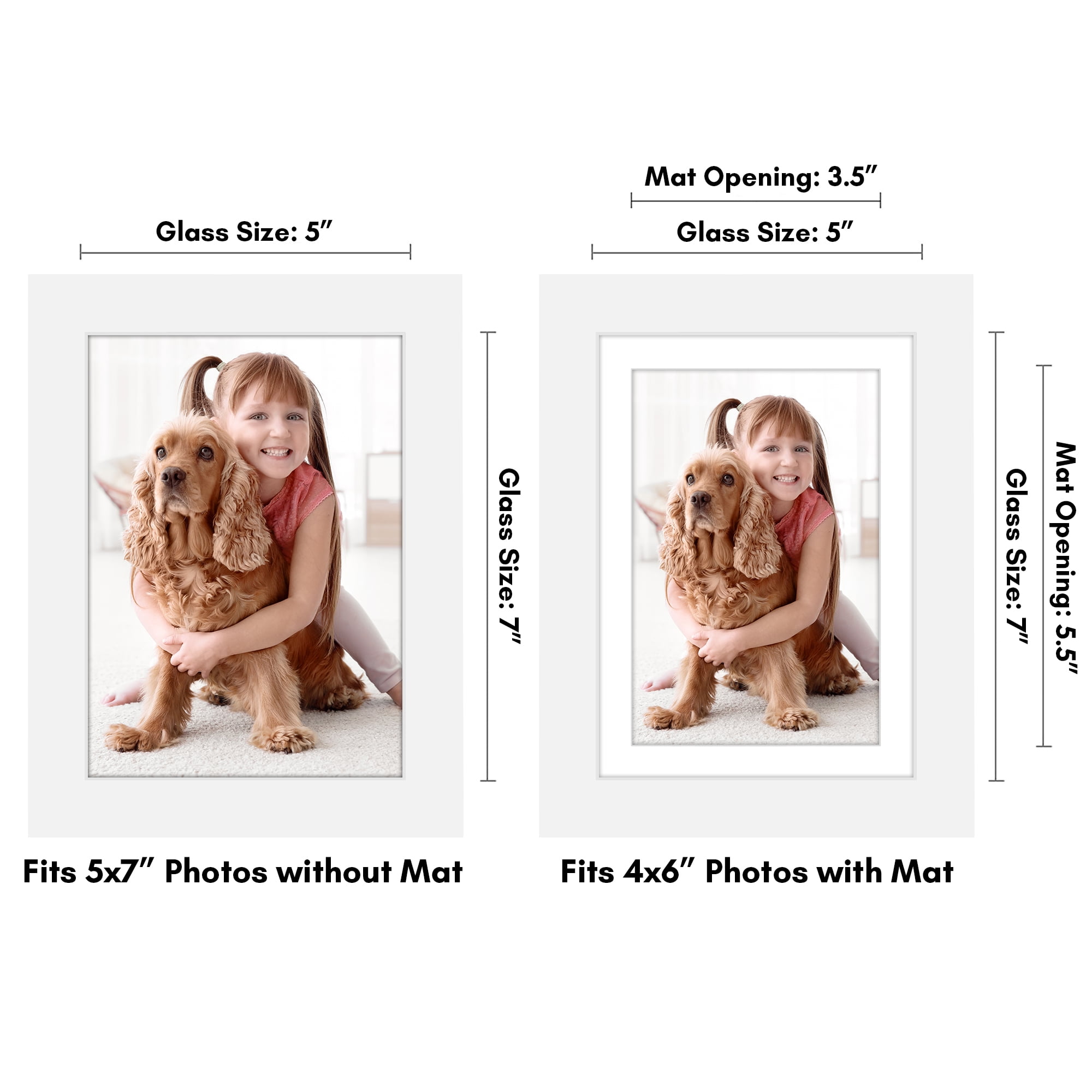 Americanflat 5x7 Picture Frame with Shatter-Resistant Glass with 4x6 Mat Display Photo Signature Wall - White