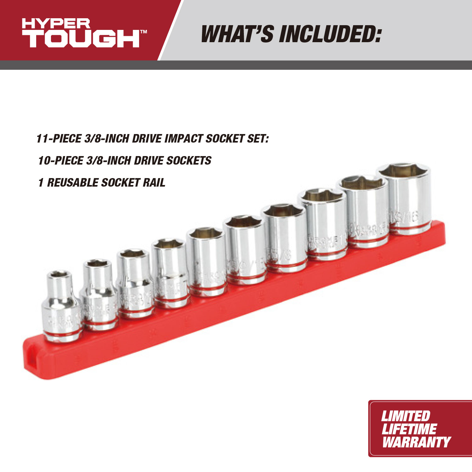 Hyper Tough 11-Piece 3/8-Inch Drive Socket Set (SAE) photo 4