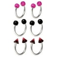 thumbnail image 3 of Body Jewelry Women's 18 Gauge Multi-Color Stainless-Steel Horseshoe Cartilage, 6 Pack, 3 of 5