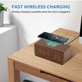 thumbnail image 3 of Onekawa Wooden Digital Alarm Clock with Wireless Charging Stylish LED Display for Bedrooms Adjustable Brightness and Voice Control Alarm Clock Perfect for Desks-Brown, 3 of 9