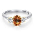 thumbnail image 3 of Gem Stone King 925 Silver and 10K Yellow Gold Ecstasy Mystic Topaz and Lab Grown Diamond Engagement Ring for Women | 1.34 Cttw | Oval 7X5MM | Gemstone November Birthstone | Size 6, 3 of 6