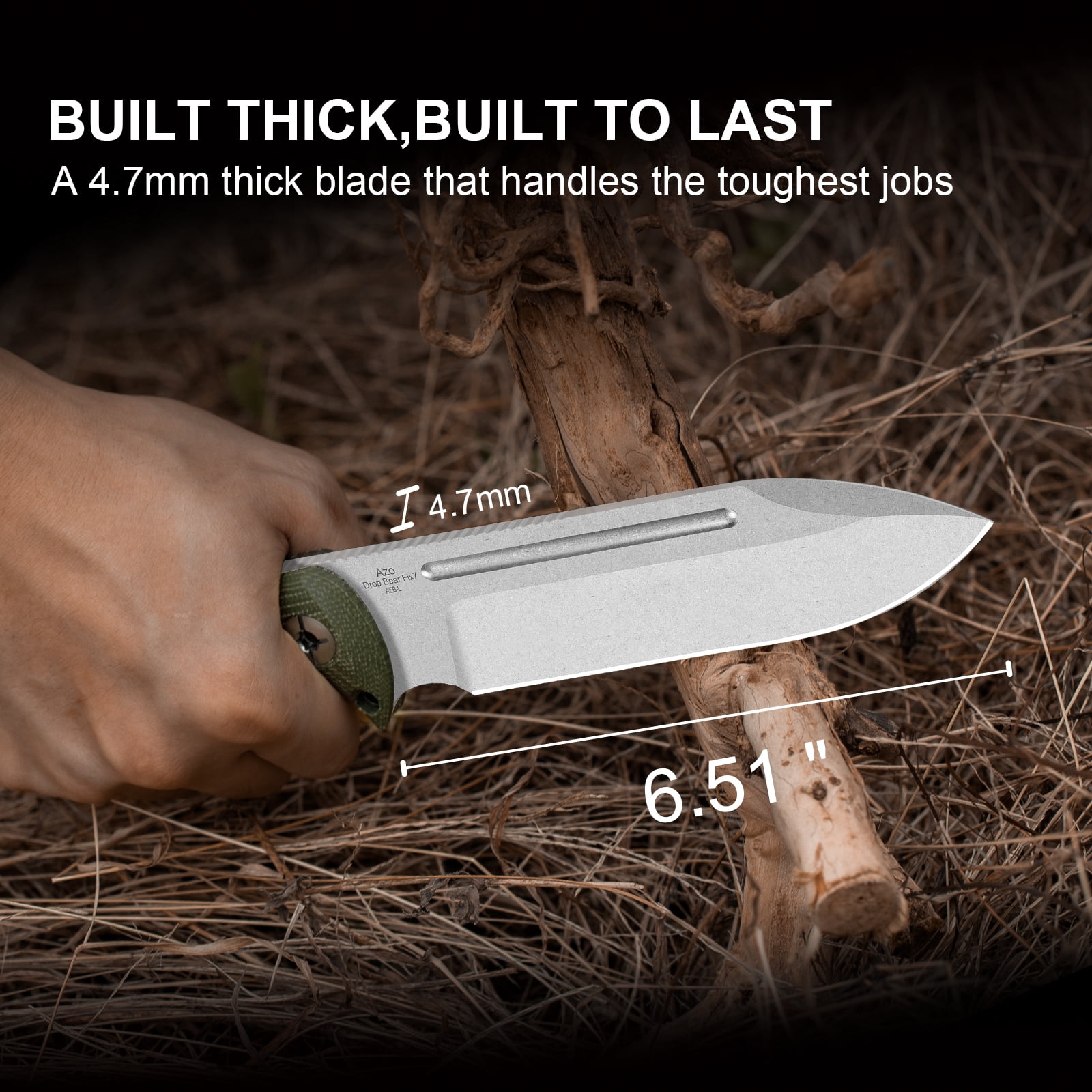 Kizer Drop Bear Fix 7 Fixed Knife AEB-L Blade Micarta Handle Survival Big Size With Sheath 1103A1 Big Size Camping