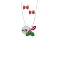 thumbnail image 2 of Delight Jewelry Silvertone Large Script Letter - M - 3/4'' Disc - Christmas Kiss Charm Necklace and Stud Earrings, 2 of 4
