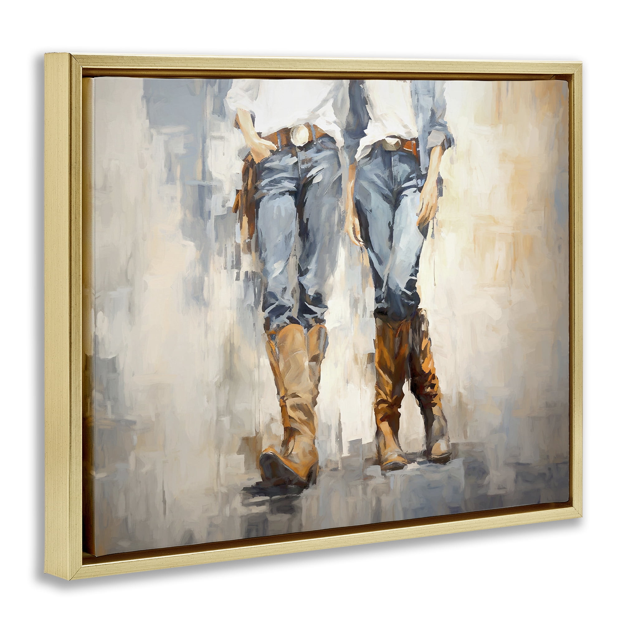 Stupell Industries Country Cowgirl Attitude Novelty Painting Gold Floater Framed Canvas Art Print Wall Art, 21 x 17