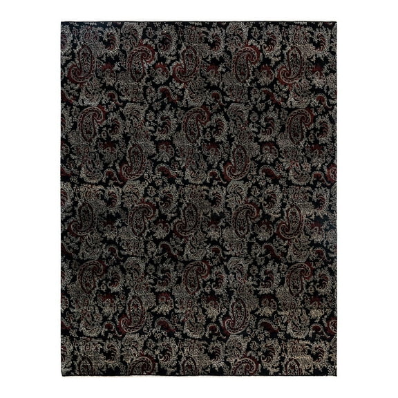 Ikat One-of-a-Kind Hand-Knotted Area Rug - Black, 8' 2" x 10' 3"