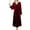 Burgundy, variant on Women's Long Sleeve Nightgown Soft Velour Winter Comfy Lace Velvet Sleep Dress V Neck Mid-Length Burgundy X-Large