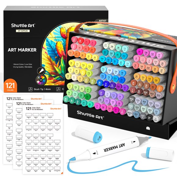 Marcadores artísticos Shuttle Art de 121 colores con doble punta pincel y fina