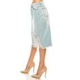 thumbnail image 4 of Be-Girl Women's Distressed Denim Midi Skirt,Mid-Rise with Frayed Hem and Ripped - SG-79149, 4 of 5