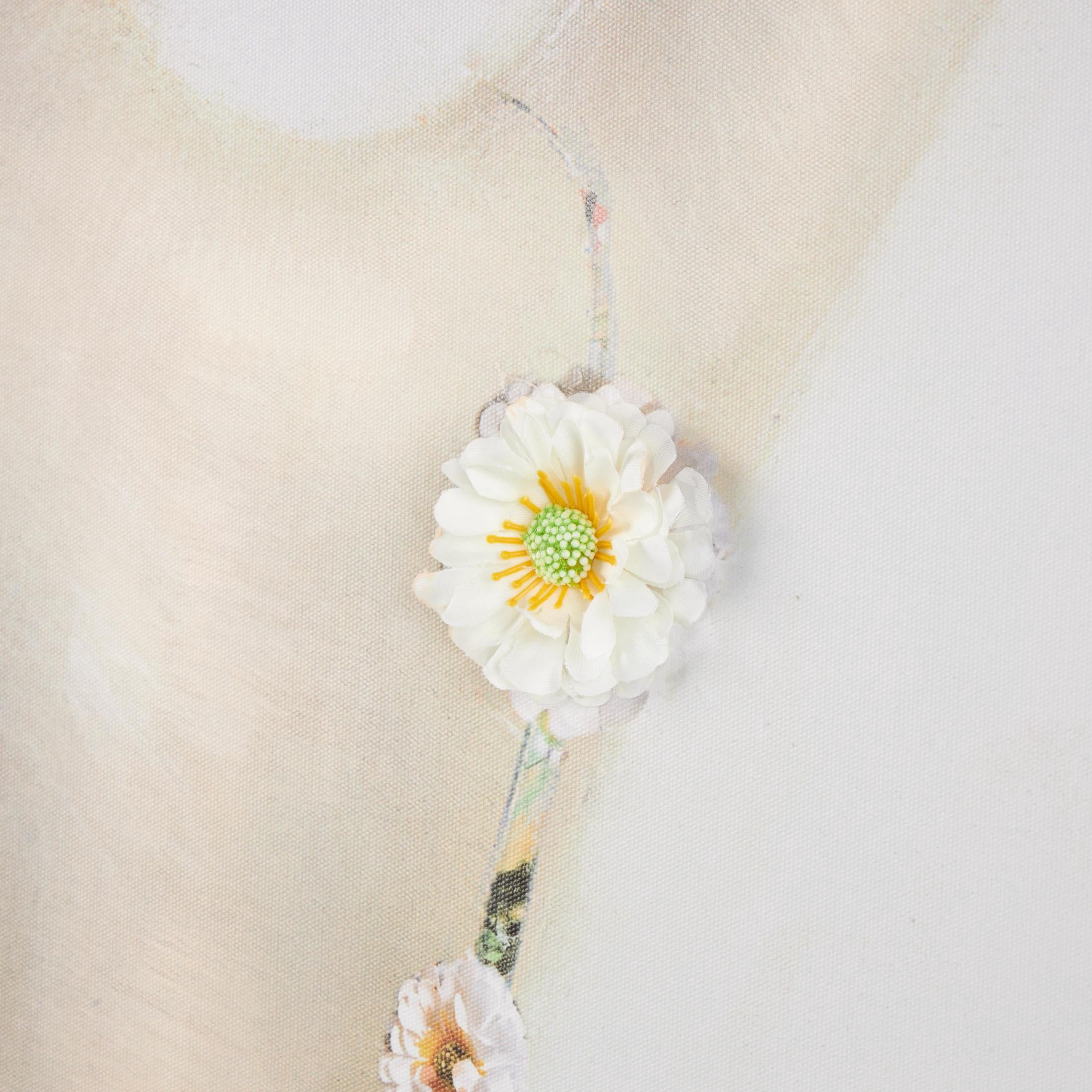 36" x 47" Woman Framed Wall Art with 3D Daisy Flowers, by DecMode
