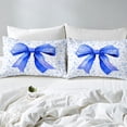 thumbnail image 3 of Blue Bow Bedding Set Teen,Bowknot Bed Sheets Cute Bow Tie Fitted Sheet Queen Size Watercolor Flower Plant Sheets Room Decor 2 Pillow Cases, 3 of 5
