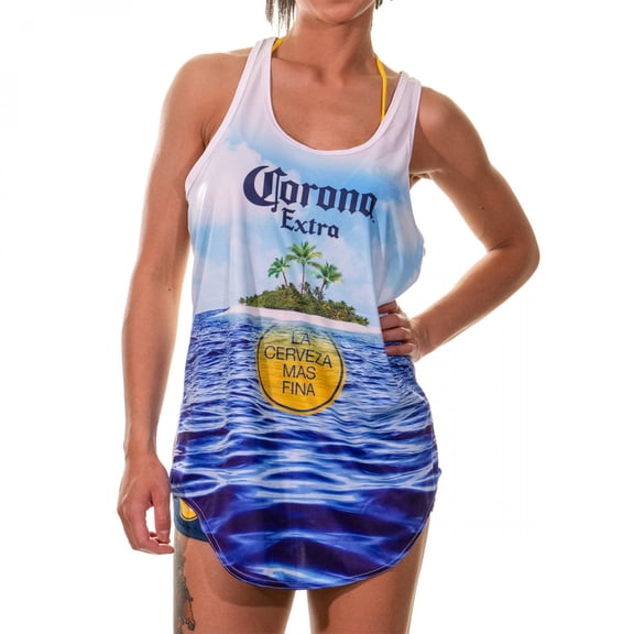 Corona Extra Beach Scene Women's Cover Up Tank Top-Large
