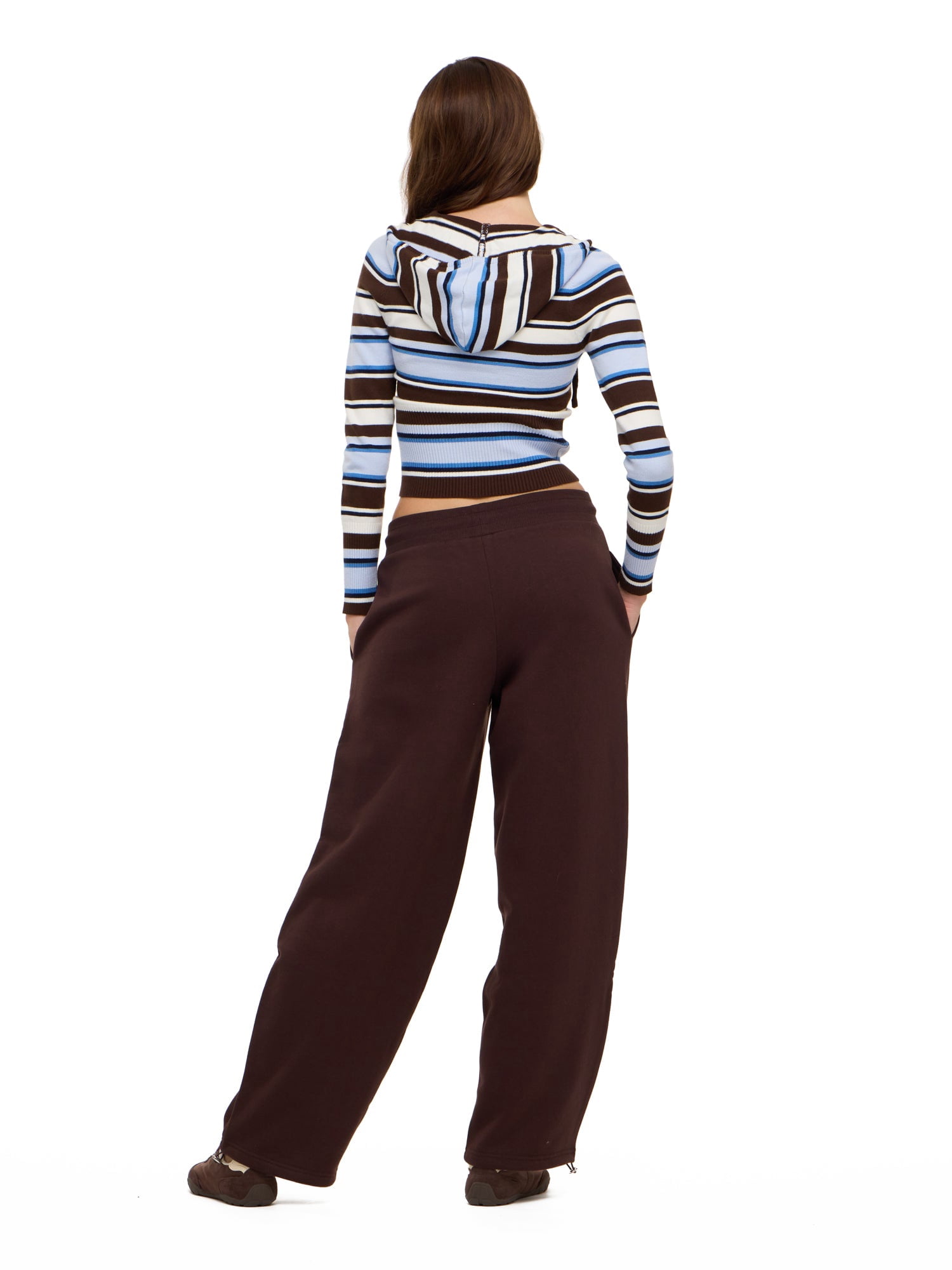 Forever 21 Women's Barrel Leg Joggers with Drawstring Waist and Bungee Hem, Fleece Balloon Pants with Side Pockets, Brown, XXS-XXL