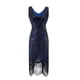 thumbnail image 1 of Vestido de noche con borlas y lentejuelas hechas a mano para mujer, 1 of 6