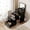 Black, variant on Compact Vanity with 3 Drawers, 3 in 1 Vanity Desk, Makeup Desk with Flip-up 3 Colors Lighting Mirror and Cushioned Stool, Small Vanities Nightstand Perfect for Bedroom, White