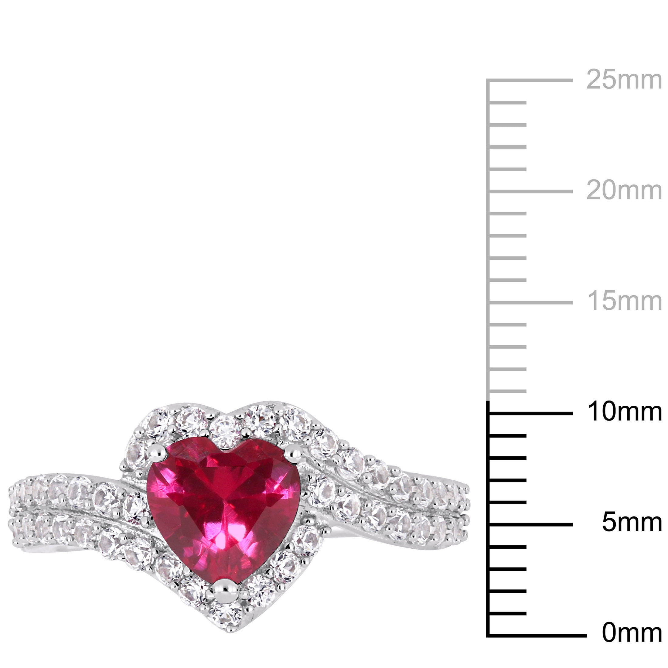 Everly Women's Created Sapphire and Ruby Sterling Silver Engagement Ring