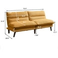 thumbnail image 2 of Convertible Sofa Bed 72″ Fabric Couch with Adjustable Backrest Loveseat Recliner Sleeper Living Room Furniture futon Set for Apartment Small Space, Yellow, 2 of 9