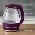 thumbnail image 4 of OVENTE Portable Electric Glass Kettle 1.5 Liter with Blue LED Light and Stainless Steel Base, Fast Heating Countertop Tea Maker Hot Water Boiler with Auto Shut-Off & Boil Dry Protection, Purple KG83P, 4 of 8