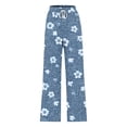 thumbnail image 6 of Mifsaly Heart Print Wide Leg Sweatpants Women High Waist Demin Pants Elastic Waistband Soft Cotton Joggers Relaxed Work Vacation Casual Pant With Pockets XXL, 6 of 6