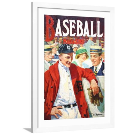 Art.com Ty Cobb Painting Of Detroit Tigers Centerfielder Ty Cobb (1886-1961) 1916 Issue Baseball Magazine Art Print by JF Kernan White Frame Wall Art 32 x 44