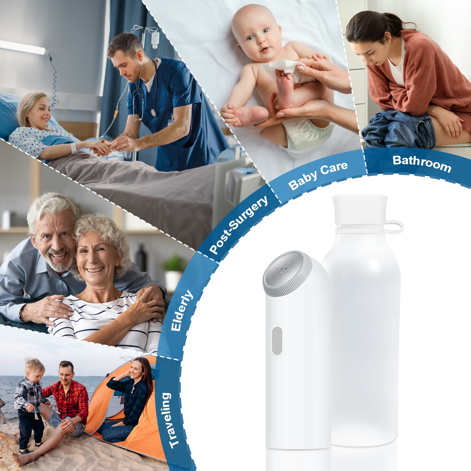 Easy Home IPX7 Portable Electric Handheld Bidet with USB-C Charging & Stainless Steel Nozzles