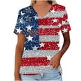 thumbnail image 2 of Busydd Womens Tops Independence Day Short Sleeve V Neck Summer Tops Fashion Casual Patriotic Stars and Stripes Tee Tops American Flag Graphic Tees, 2 of 4