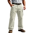 thumbnail image 2 of Cargo Pants for Men Elastic Waist Work Pants with Drawstring Multi Pockets Hiking Lightweight Tactical Trousers White L, 2 of 9