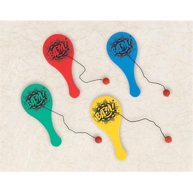 Amscan 393160 Mini Paddle Ball Favor Bulk Pack of 48