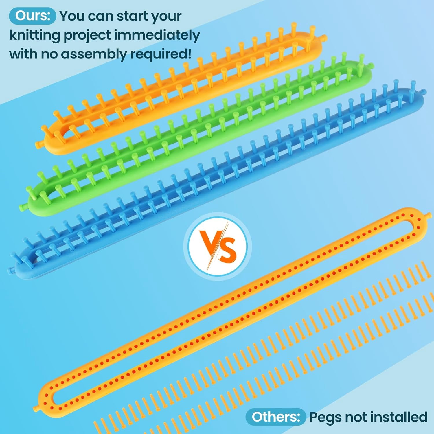 Long Knitting Loom Set with Instructions-Scarf Hat Blanket Loom Knitting Kit-Rectangular Knitting Looms for Beginners Kids Adults-Shawl Sweater Sock Knitting Looms for Crocheting