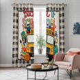 thumbnail image 6 of Kitchen Curtains 84 Inch Length 2 Panels, School Season Grommets Window Treatment Curtain, Bus Basketball Brush Black Buffalo Check Thermal Curtains Drapes for Living Room/Bathroom, 6 of 9