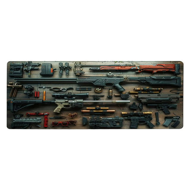 Qiweii Military Weapon Design Extra Large Gaming Mouse Pad,Non Slip Desk Mat,Weapon Build Themed Keyboard Pad