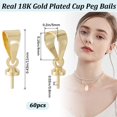 thumbnail image 2 of 1 Box 60Pcs Eye Pin Peg Bail 18K Gold Plated Brass Cup Peg Bails Connector with 0.8mm Pin for Half Drilled Beads Pendants Charms Jewelry Earring Making, 2 of 6