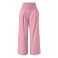 thumbnail image 4 of Summer Pants for Women High Waist Wide Leg Pants Elastic Waist Loose Comfy Casual Pajama Pants Pockets Womens Pants Casual & Wide Leg, 4 of 4