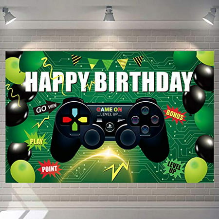 Newmemo Video Game Backdrop, Game Birthday Party Decorations, Game Birthday Banner Background, Video Game Birthday Yard Sign Prop Game Sign Flag for Gamer Wall Decoration Game Theme Party Supplies