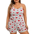 thumbnail image 5 of Chbgutlmr Plus Size 2 Piece Loungewear Sets Heart Printed Outfits Sleeveless Camisole Tops Elastic Waist Shorts Casual Cute Summer Homewear Set, 5 of 6
