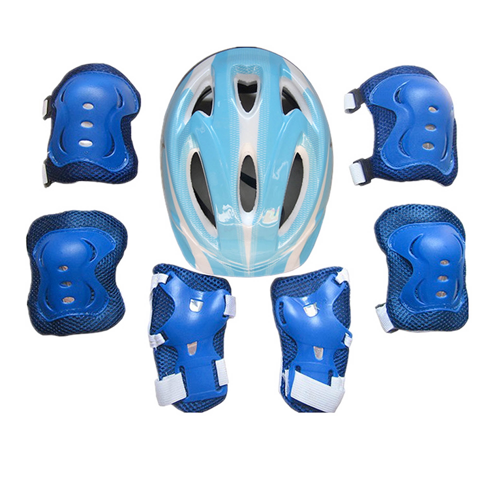 7Pcs Kids Boy Girl Safety Helmet Knee Elbow Pad Sets Children Cycling
