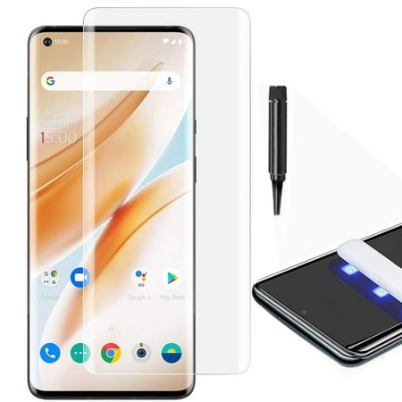 Dteck Oneplus 8 Screen Protector, Full HD Curved Edge [Liquid UV Tempered Glass][Exclusive Solution for Ultrasonic Fingerprint] Easy Install Kit for Oneplus 8 2020