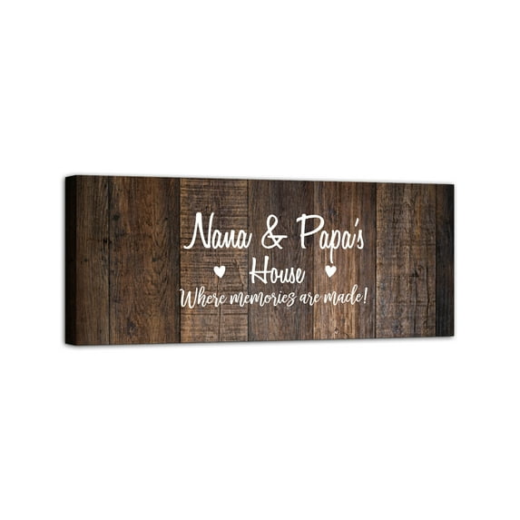 LifeSong Milestones 8x24 Nana & Papa's House Where memories are made Canvas Wall Art (Barnwood)