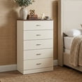 thumbnail image 3 of STYLIVIA 5-Drawer Dresser for Adults with Metal Handles, Ivory Knotty Oak, 31.3" W x 15.6" D x 47.2" H, 3 of 20